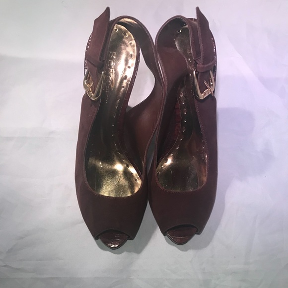 BCBG Brown Peep-toe Slingback’s size 7 $16 - Picture 2 of 5